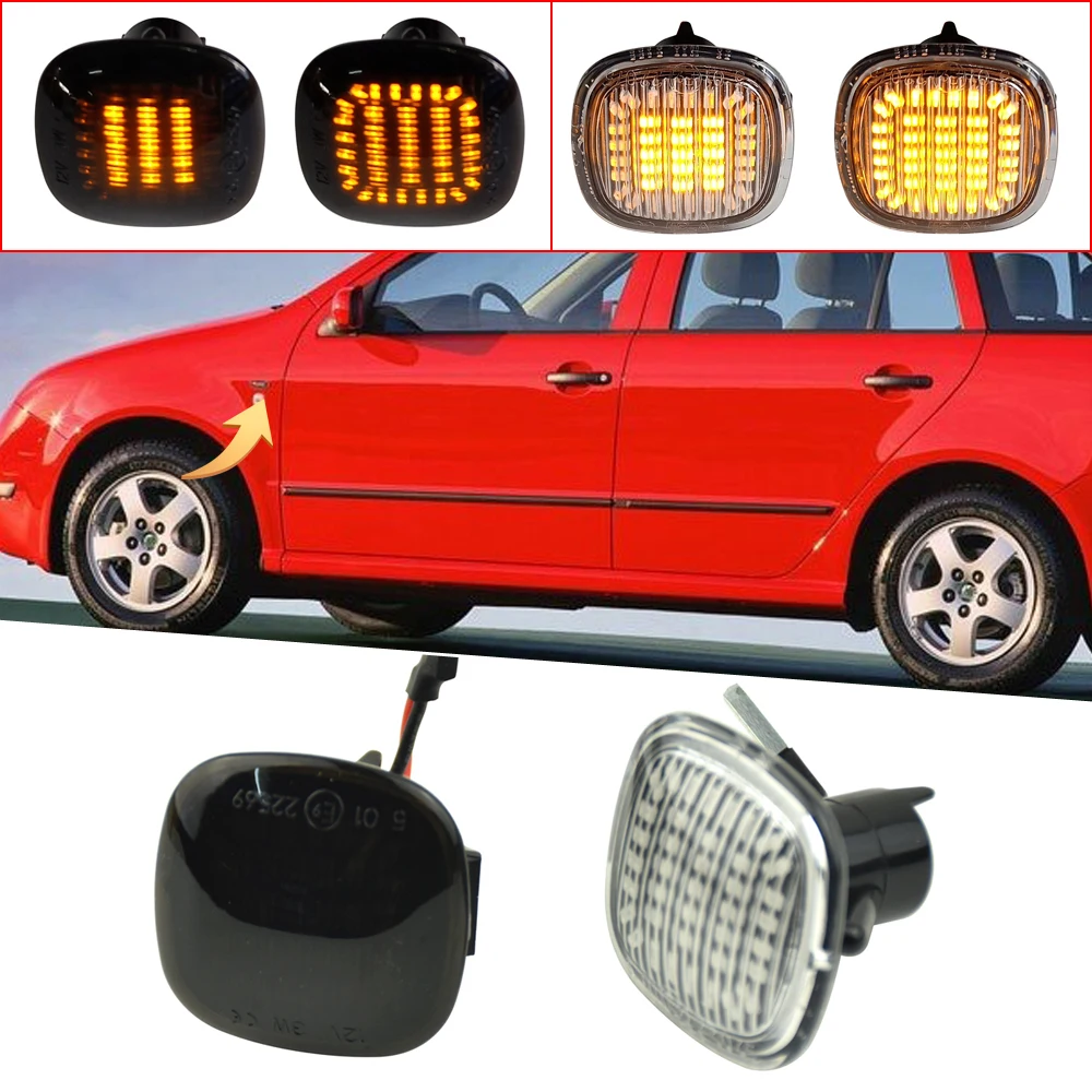 

2Pcs LED Amber Side Marker Lamp For SKODA Fabia 6Y 5J MK2 Octavia 1U A4 MK1 Rapid NH3 Roomster Superb 3U Turn Signal Light