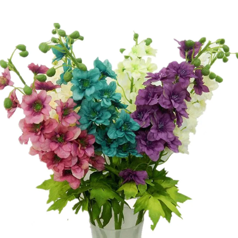 One Fake Delphinium Simulation Larkspur Silk Violet Flower Hyacinth Plant for Wedding Centerpieces Decorative Flowers