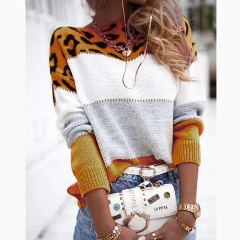 Свободный вязаный укороченный свитер Женский Осенний Модный пуловер с круглым