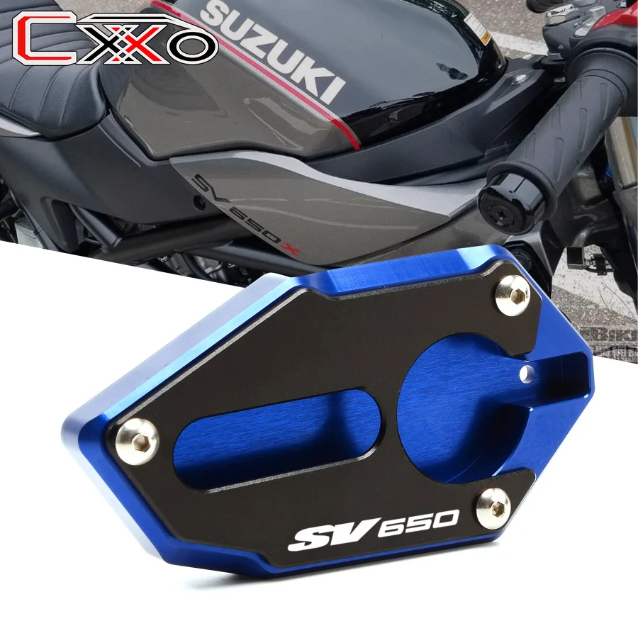 

Боковая подставка с логотипом SV650X SV650 для мотоцикла с ЧПУ, увеличительная пластина, подставка с удлинителем для SUZUKI SV650 2016-2019 SV650X 2018-2019