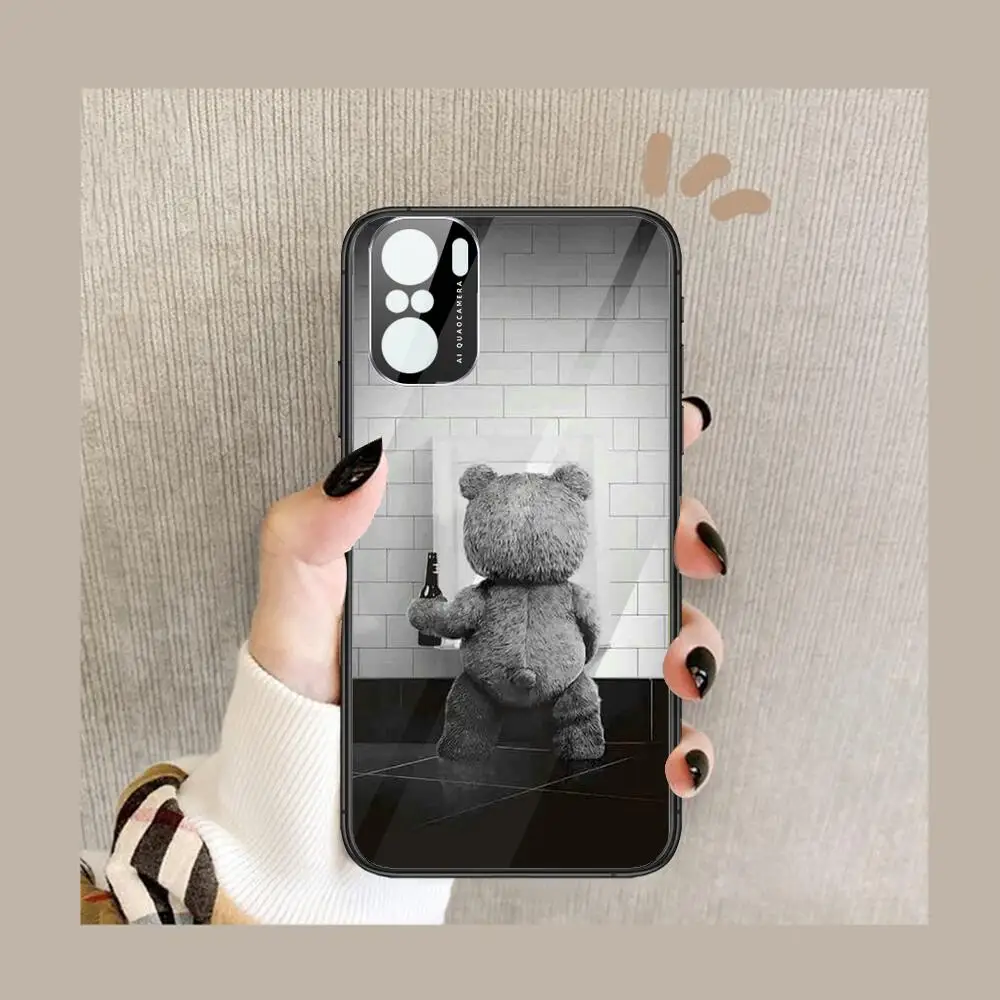 

Teddy bear Phone Case For POCO F1 F2 F3 Pro X3 M3 9C 10T Lite NFC Anime Black Cover Silicone Back Prett mi 10 ultra covers