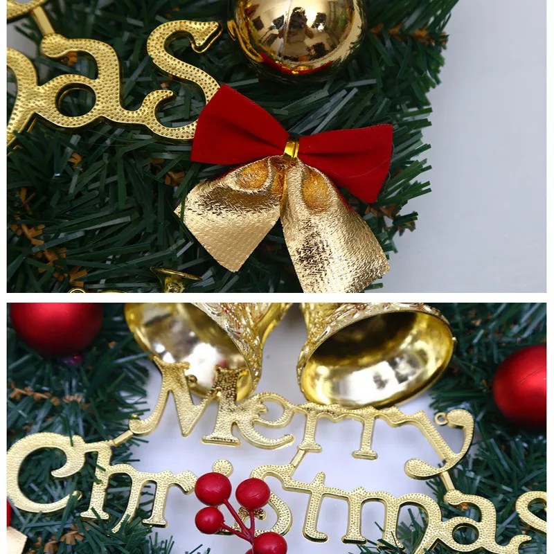 Corona de Navidad elegante, decoraci&oacute;n de pared para puerta y ventana, rojo, champ&aacute;n, dorado, adornos navide&ntilde;os para el hogar-2