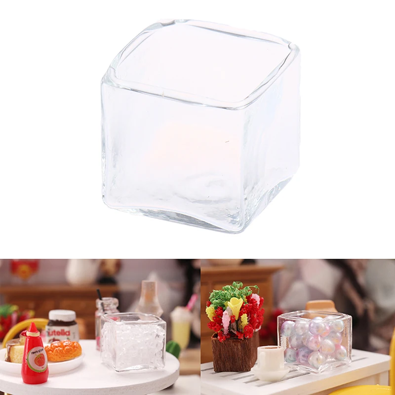 

1pcs Dollhouse Miniature Clear Square Glass Pot Storage Jar Model Accessories Decorative Miniature 20*20mm