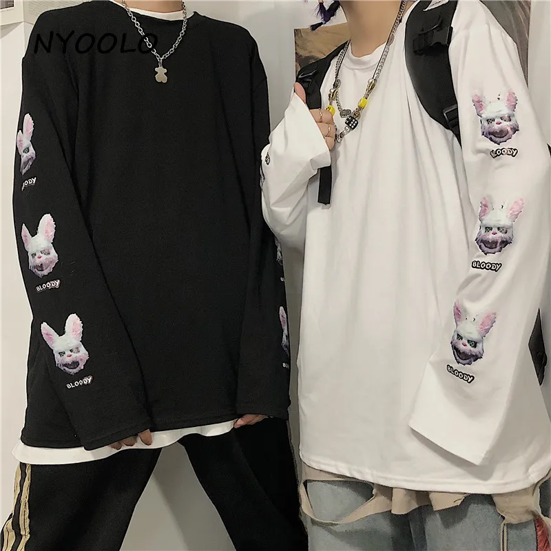 Уличная одежда NYOOLO в стиле Харадзюку свободная футболка с принтом виде кролика и