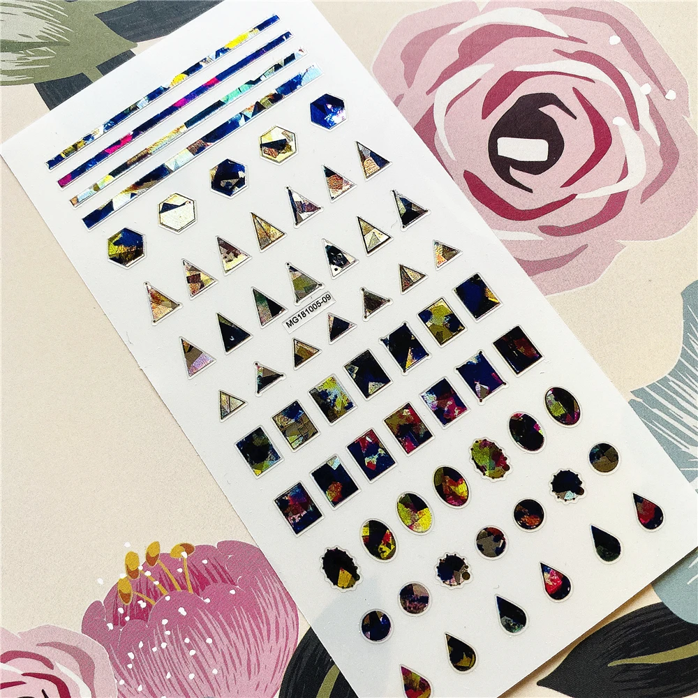 Наклейки для ногтей с обратным клеем в форме неправильного квадрата и изображением Луны.