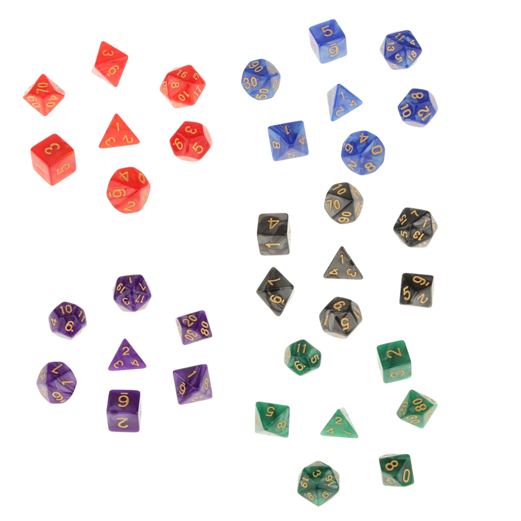 7 шт многогранные кости для подземелий и драконов DND Dados RPG MTG настольная игра D20 D12 D10 D8 D6 D4 набор разноцветных кубиков и кубиков