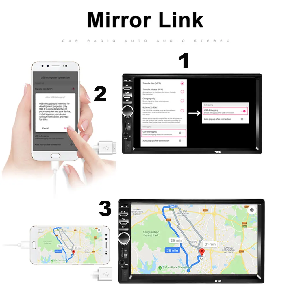 Автомагнитола 2 DIN HD с камерой заднего вида Bluetooth FM MP3 MP4 MP5 аудио видео USB|mp3 player to car