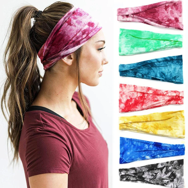 

Headband Gym Elastic Hair Band Headband Non-Slip Grip Full Sweat Belt Running Tennis Headband