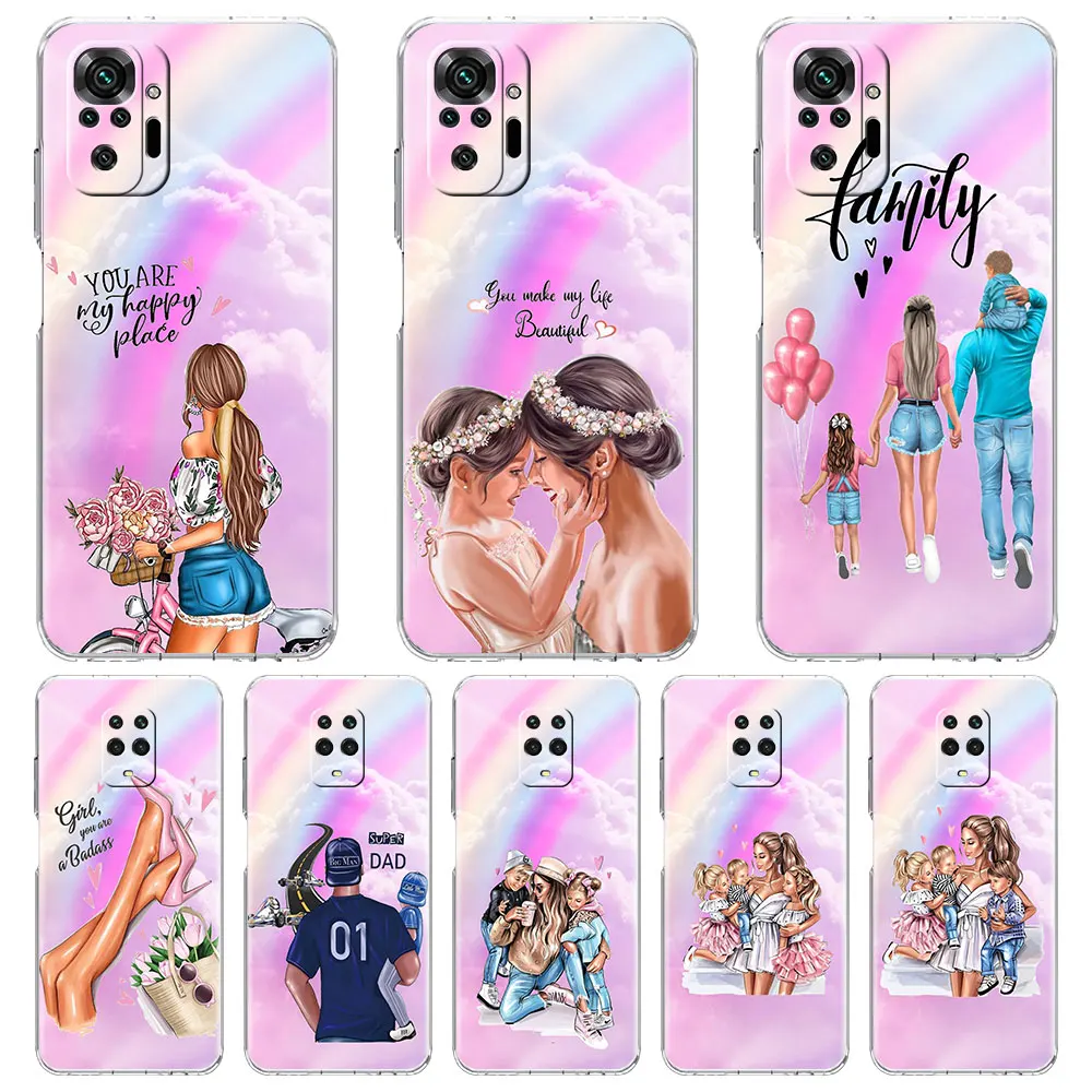 

Clear Phone Case For Xiaomi Redmi Note 10 K40 9S 9 7 8 Pro 8T 9 9A 7A 9T 9C 6A 8A Soft Phone Cover Super Mom Cute Baby