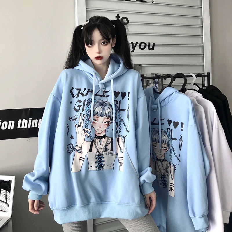 

Medium Length Plush Thickened Sweater Women's Loose Hooded Top Oversized Crewneck Sweatshirt Christmas Sweatshirt Streetwear