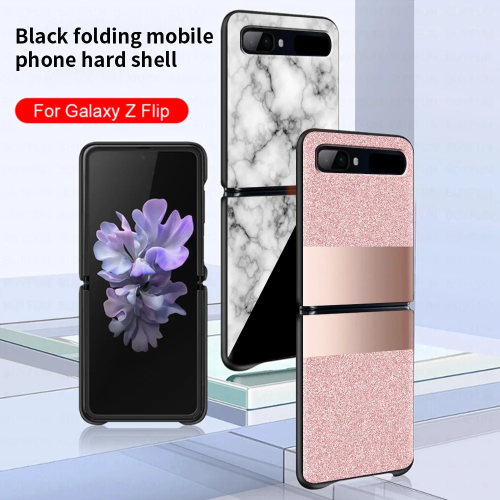 Pink love marble pink Hard Phone Case For Samsung Galaxy Z Flip 3 Caso PC Shell Black Cover Smartphone