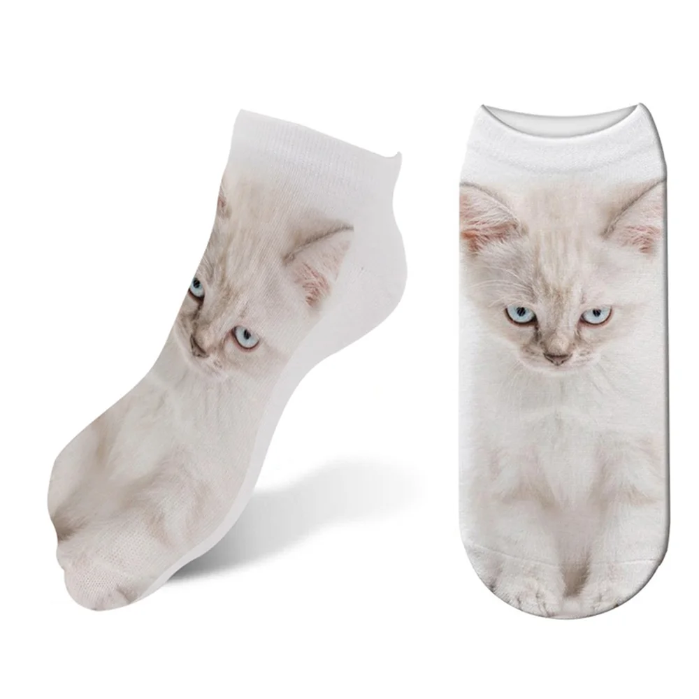 Милые носки с мультяшным 3d рисунком кошки женские забавные кавайные эластичные в