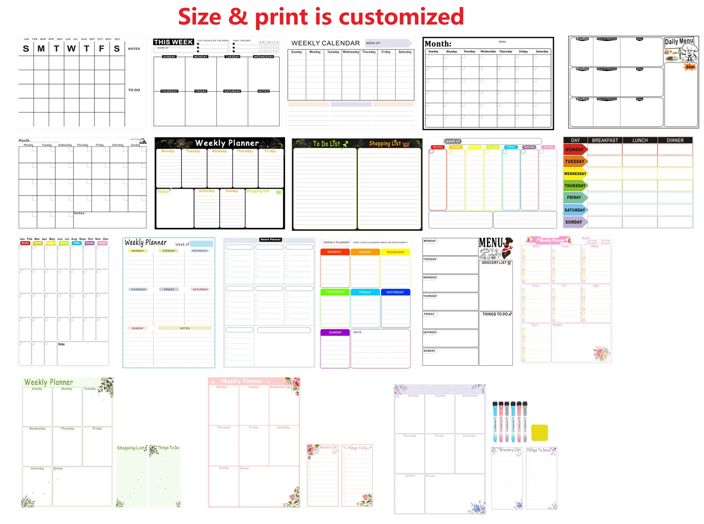 

A3 Magnetic Dry-Erase Board for Refrigerator Memo Weekly Planner Chores To Do List Shopping List for Kitchen Fridge Pens Eraser