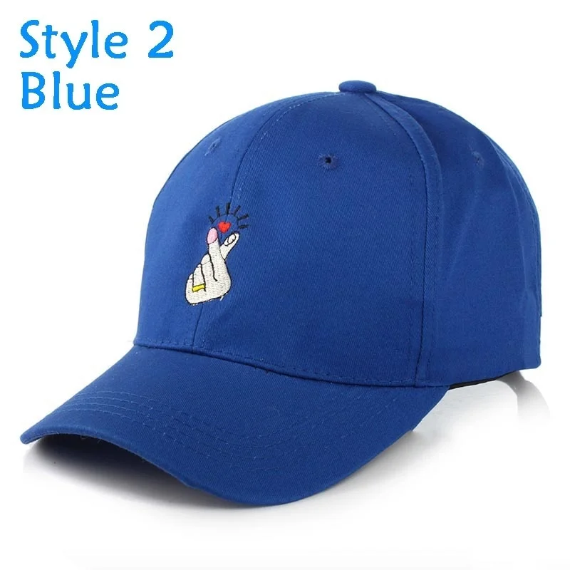 style2 blue 2 стиля пальцев любовь жесты спортивная шапка Регулируемая Snapback бейсболка KPOP Strapback Trucker шапки унисекс Флиппер сердце - Цвет: style2 blue