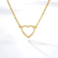 zircon heart necklaces for women girls lover rose gold silver color stainless steel neck chain female pendant necklace jewelry