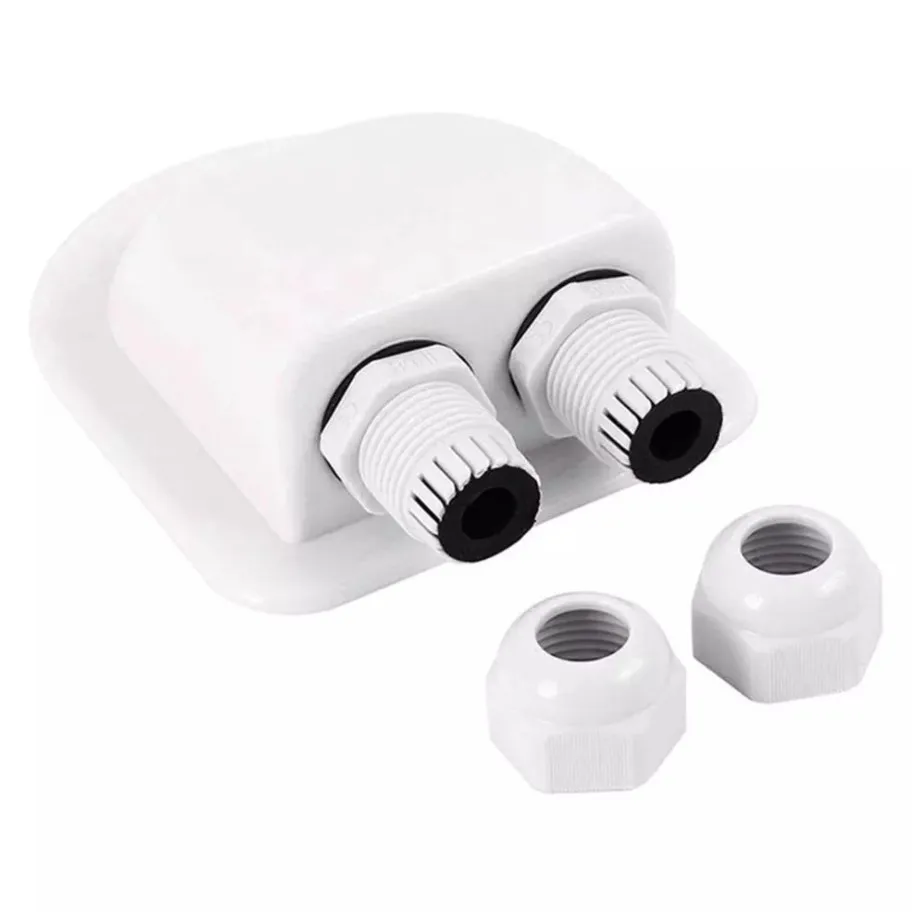 

1pc White ABS Roof Cable Entry Gland Double Hole Junction Box For Caravan Boats Solar Panel Sealing Cover Black