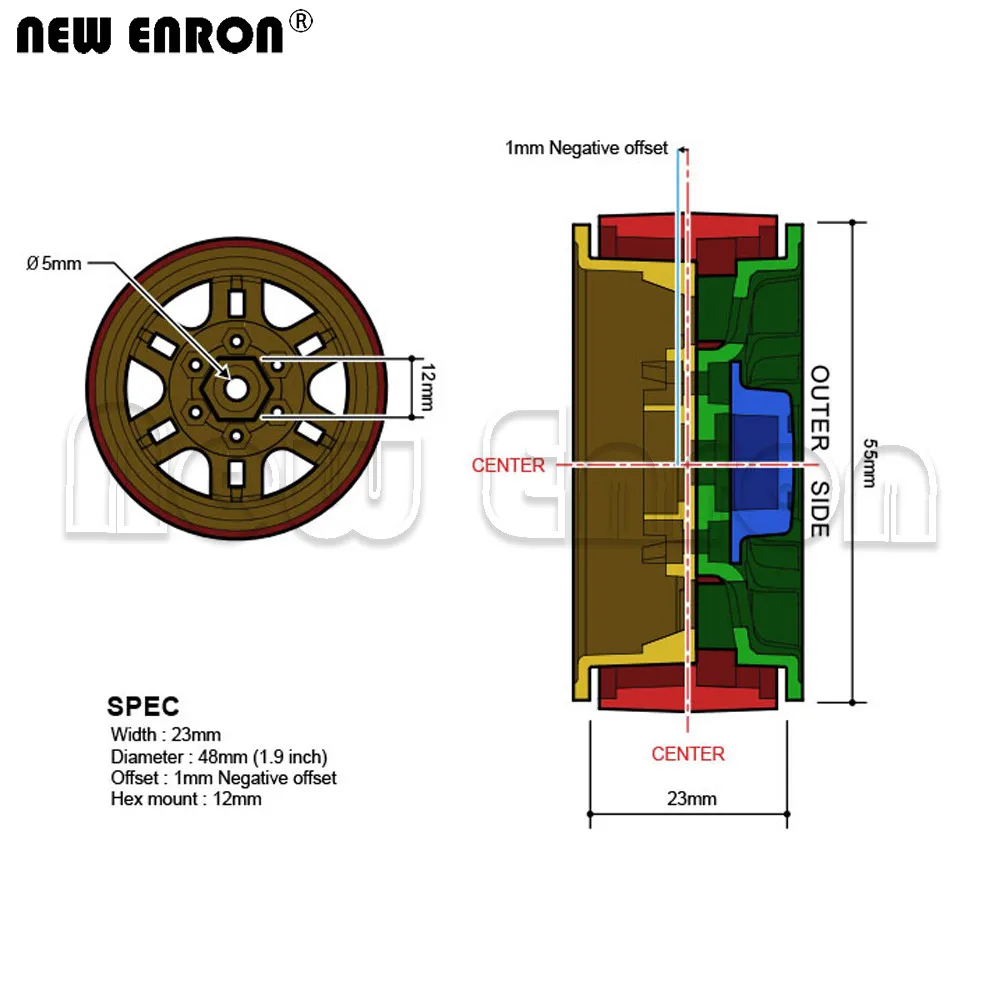 Колесная втулка ENRON 4P 1 9 дюйма для радиоуправляемых моделей 1:10 1/10 Gmade D90 SCX10 Axial CC01 MST