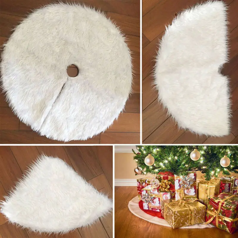 1pc White Plush Christmas Tree Skirts Fur Carpet Merry Decor Home Natal Skirt New Year Base Floor Mat Cover | Дом и сад