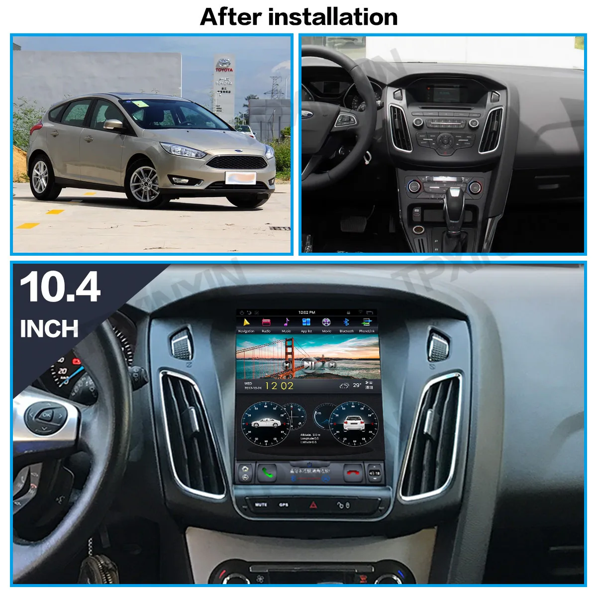 Android 9 0 4 + 128G для Ford Focus 2012-2018 Tesla Style Автомобильный GPS-навигатор мультимедийный