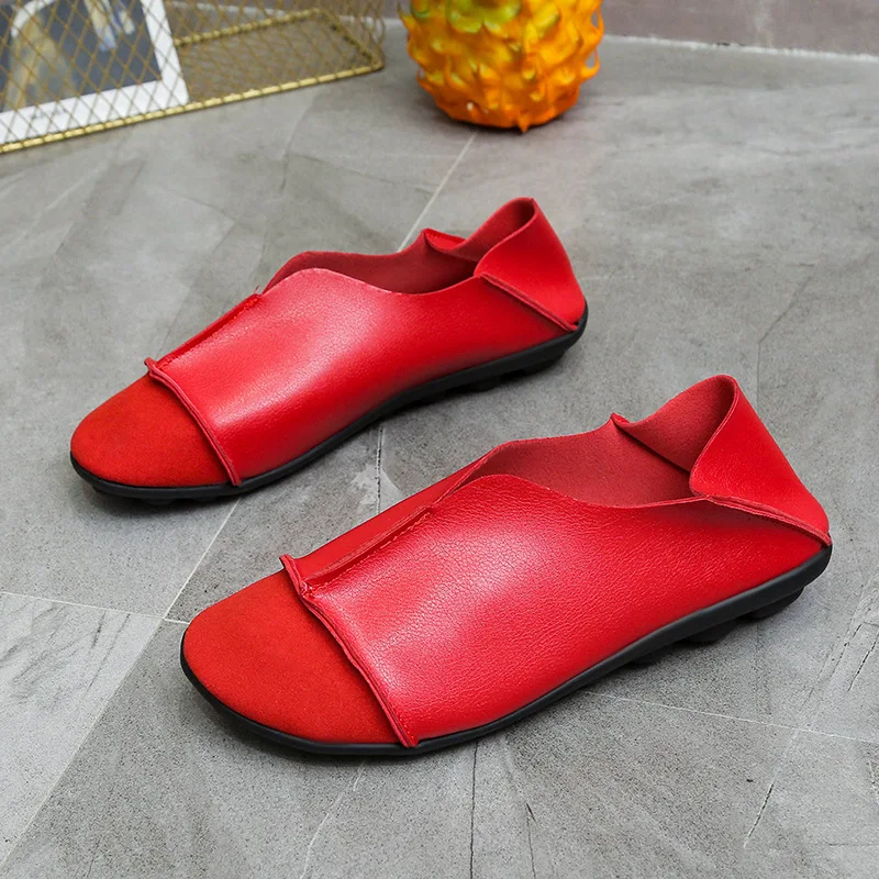 

Women2021 Leather Shoes Moccasins Mother Loafers Soft Flats Casual Female Driving Ballet Footwear Comfortable Grandma Shoes