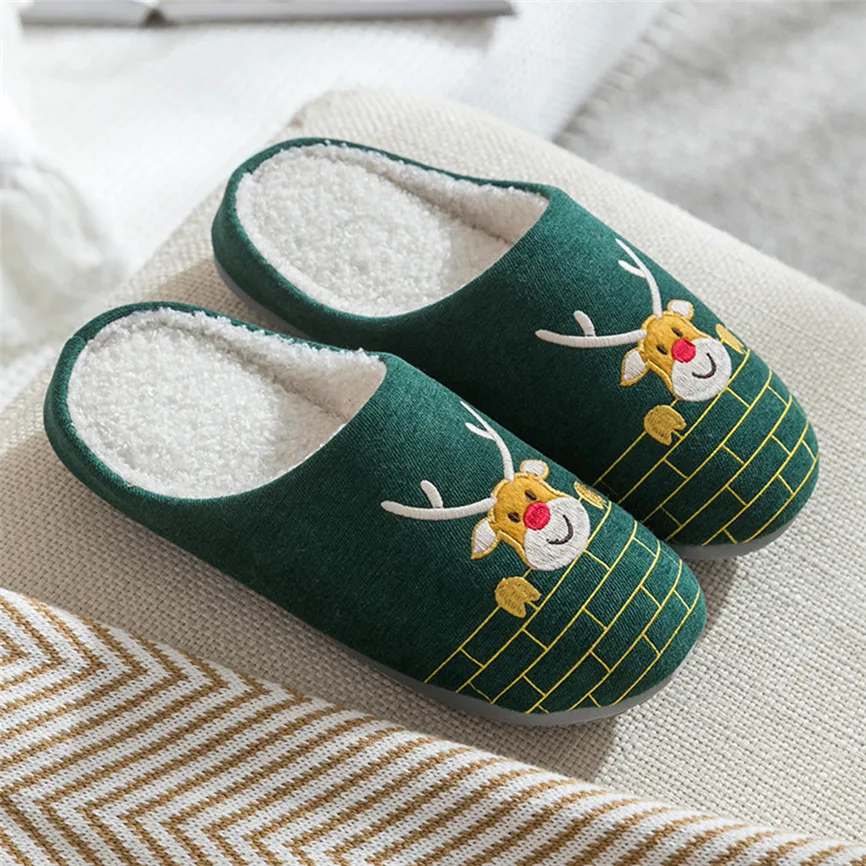 

Winter Christmas Cotton Slippers Plus velvet Breathable Sweat-Absorbing Non-Slip Comfortable Slippers Outdoor Unisex Shoes 20