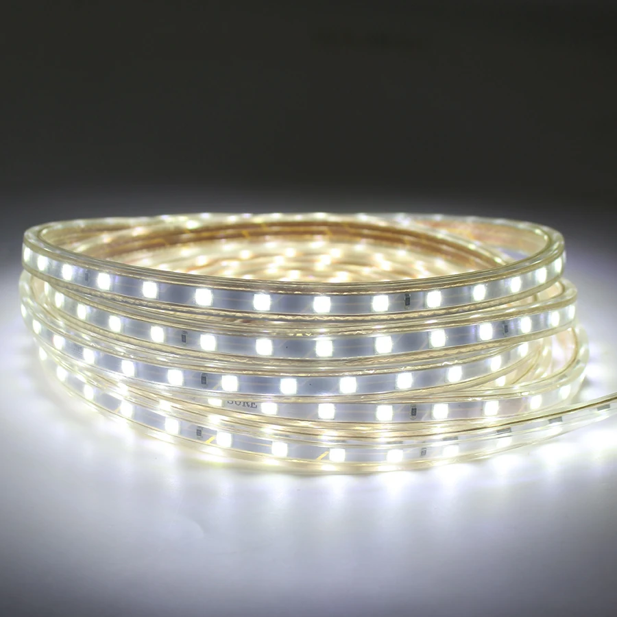 Светодиодные ленты 220 V светильник Водонепроницаемый IP67 SMD 5050 60 светодиодов/m LED