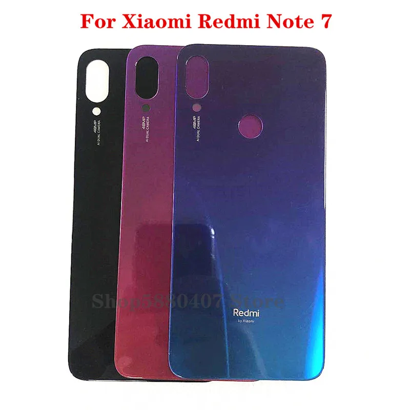 

100% Original Back Cover For Xiaomi Redmi Note 7 NT7 Glass Battery cover Housing Door For Note7 Mobile Phone Case Shell