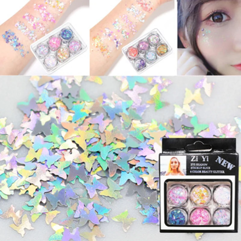 6 шт./компл. макияж глаз серия блёстки бабочки сверкающие до ключиц гель для