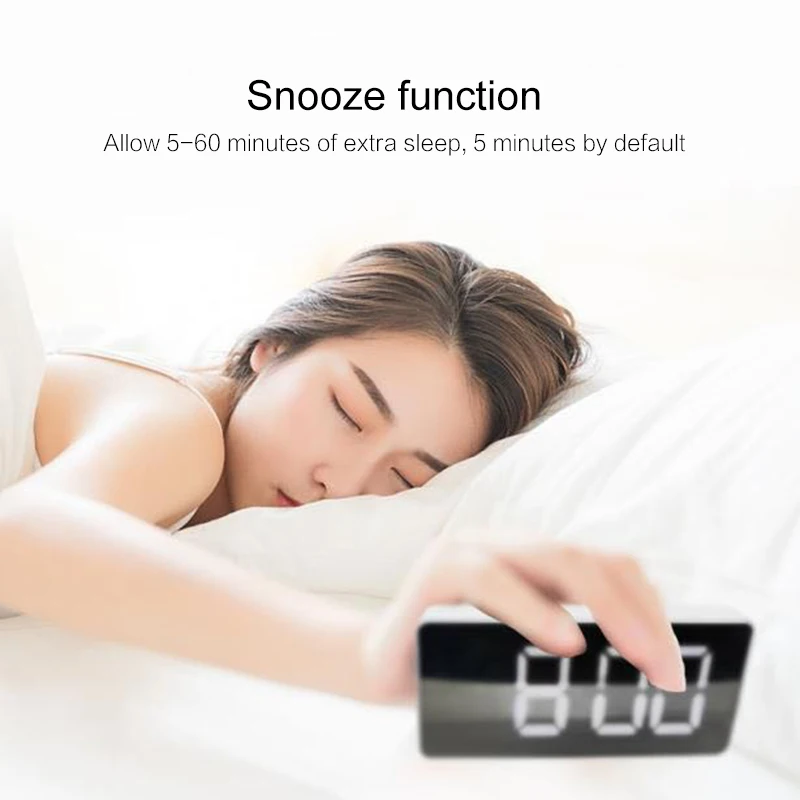 Зеркальные часы-будильник светодиодный цифровой Дисплей электронные время