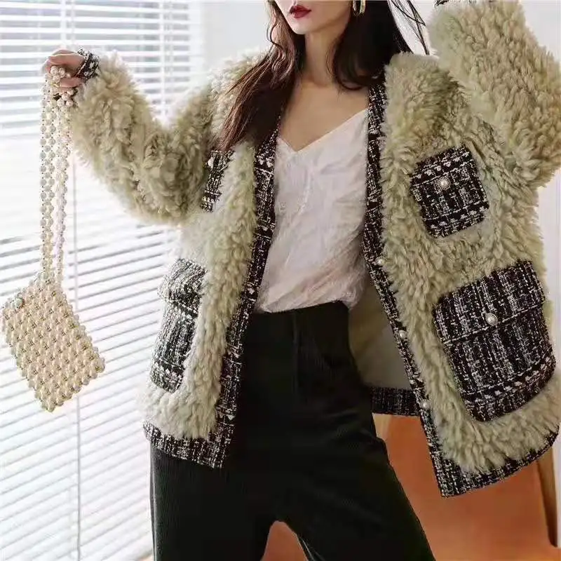 Одержима лавандой. Новое модное пальто твидовая большая сумка из овечьей шерсти