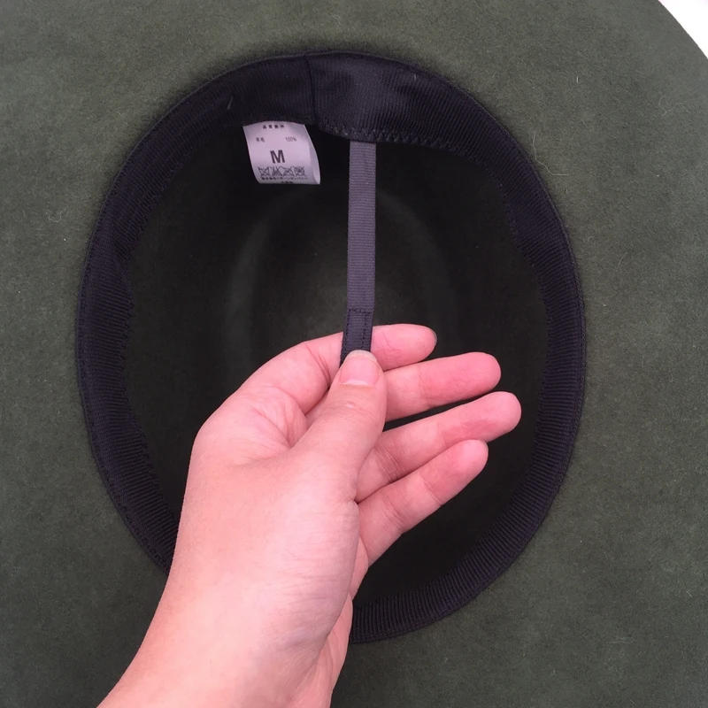 panama Temperament type and army green wool hat Sir Men's women's fashion in Europe America van felt | Аксессуары для