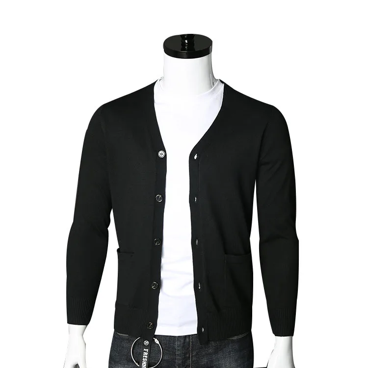 2019 весна и осень мужской деловой корейский тонкий свитер сплошной цвет удобный