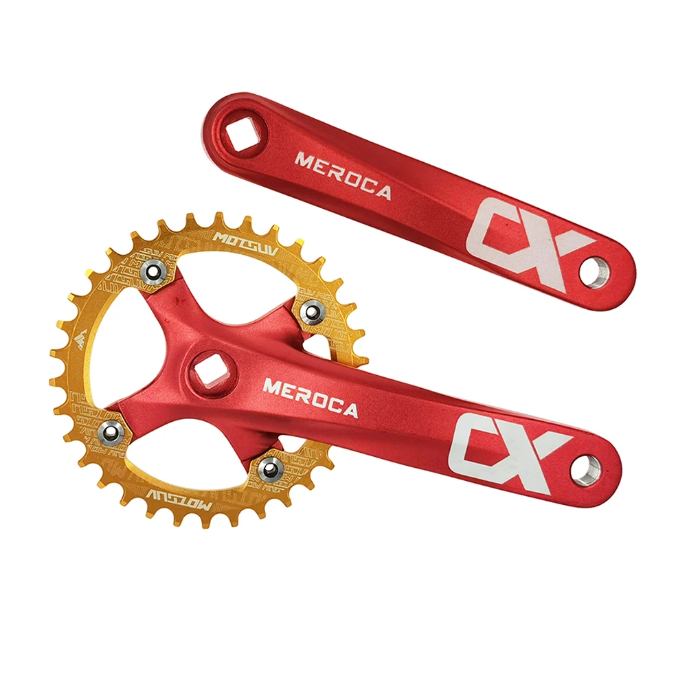 

MEROCA Mountain Bike Crankset Square Hole 104 BCD Chainring MTB Road Bike Crank 170mm Narrow and Wide ChainRing Bicycle Crankset