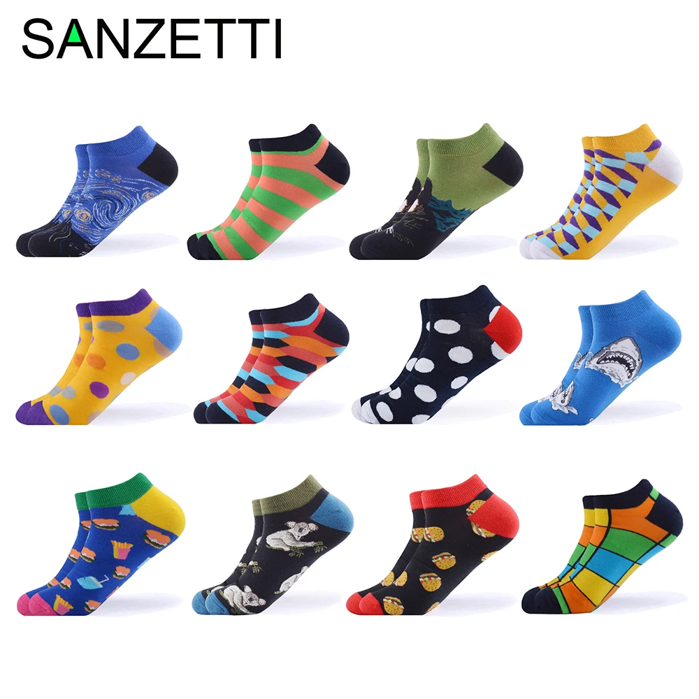 SANZETTI 12 пар/лот 2020 модный дизайн красочные Мона Лиза Геометрические Животные