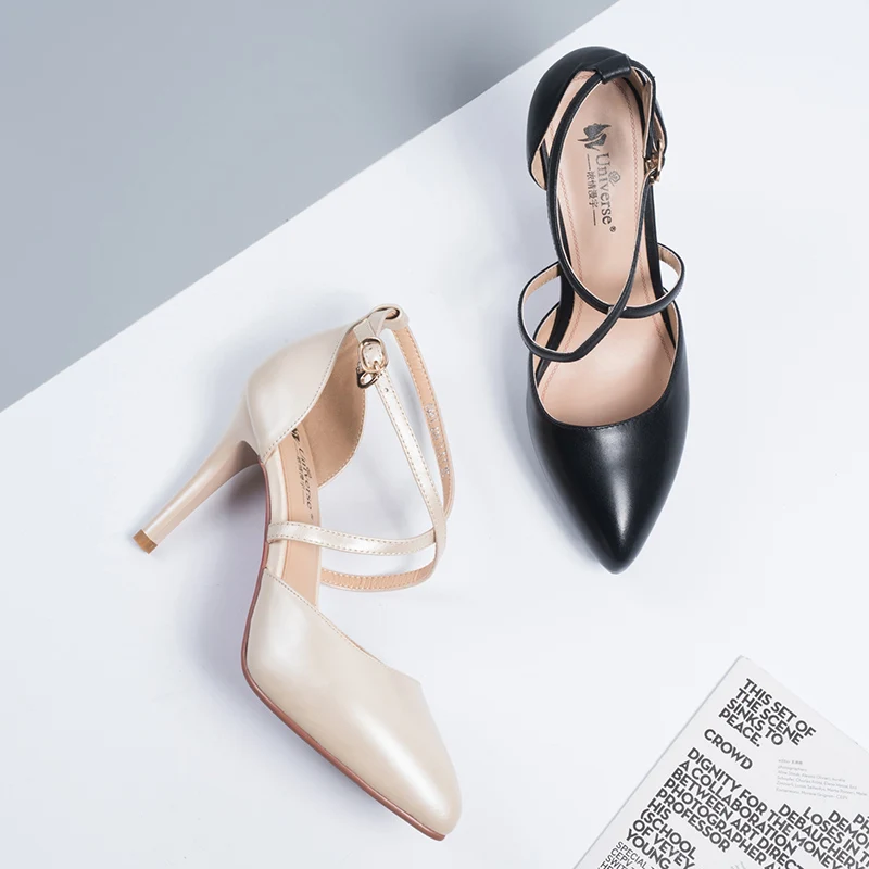 Туфли лодочки женские из натуральной кожи на очень высоком каблуке с острым