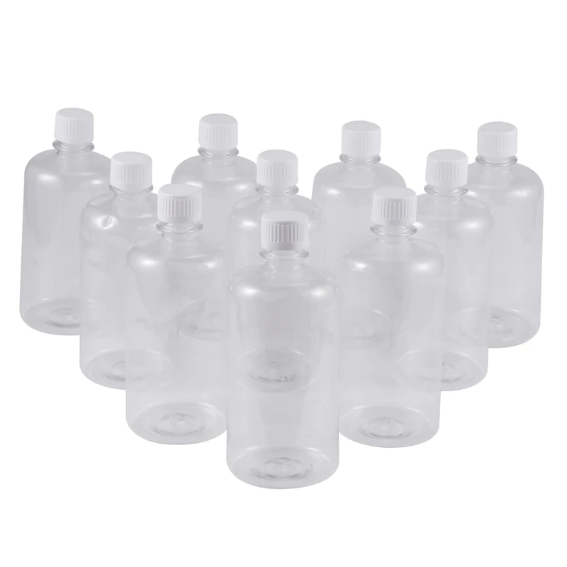 

10Pcs 500ml Clear Plastic Lab Seal Reagent Bottle Chemical Graduation Sample Bottle