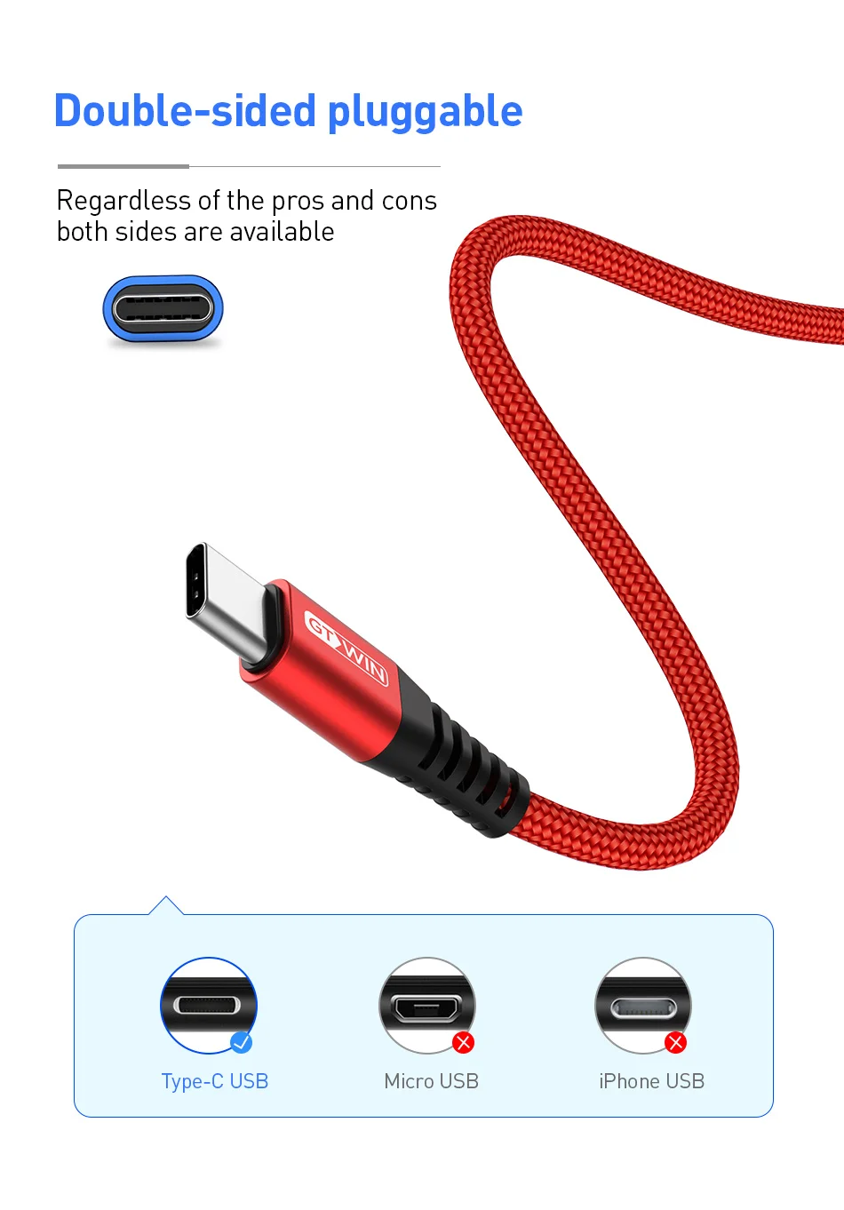 GTWIN 3A type C USB кабель быстрое зарядное устройство для samsung S10 S9 S8 мобильный телефон зарядный провод для Xiaomi mi9 Redmi note 7 Android
