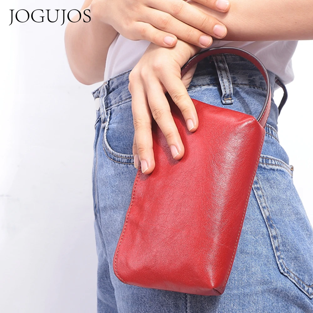 JOGUJOS Fashion Phone Purse Genuine Leather Clutch Women Long Wallets 2021 New Solid Cowhide Top-Handle Bags Ladies Coin | Багаж и сумки