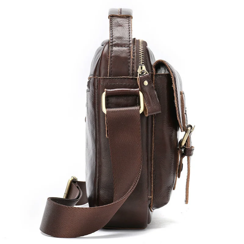 Винтажная мужская сумка через плечо наплечный ремень из телячьей кожи верхний