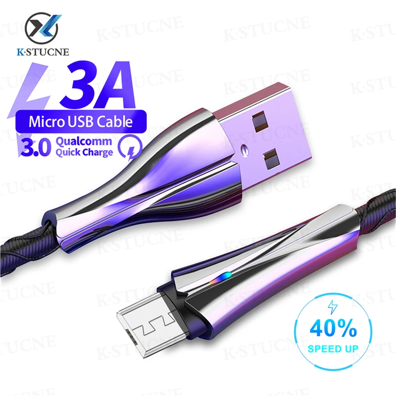 KSTUCNE 3A Быстрая зарядка USB кабель Micro Android мобильный телефон кабели для передачи