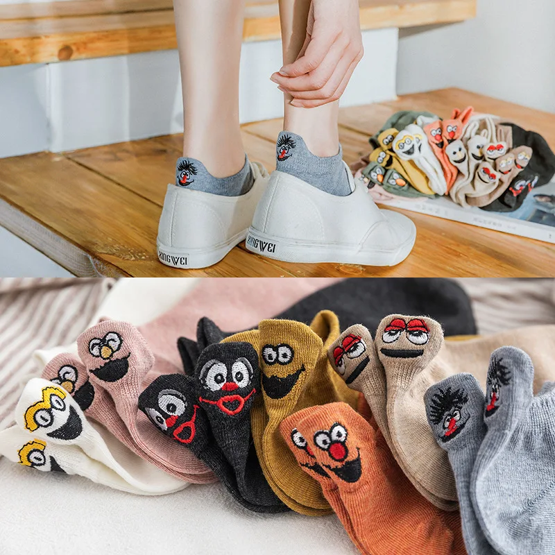 Милые вышитые дизайнерские носки с вышивкой короткие модные забавные женские до