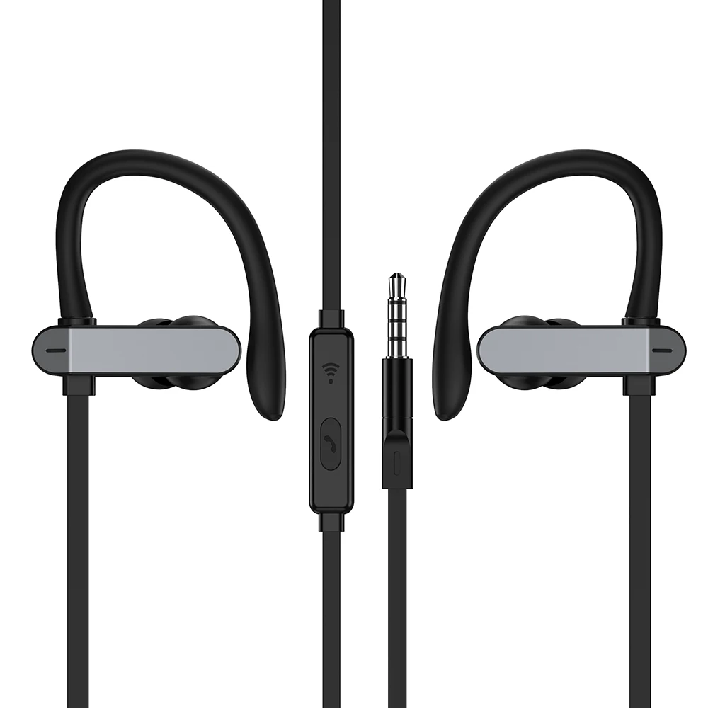 

3.5mm Ear Hook Metal Wired Earphone Sport in ear Hifi bass stereo Waterproof Headset for iPhone Samsung xiaomi Headset With Mic