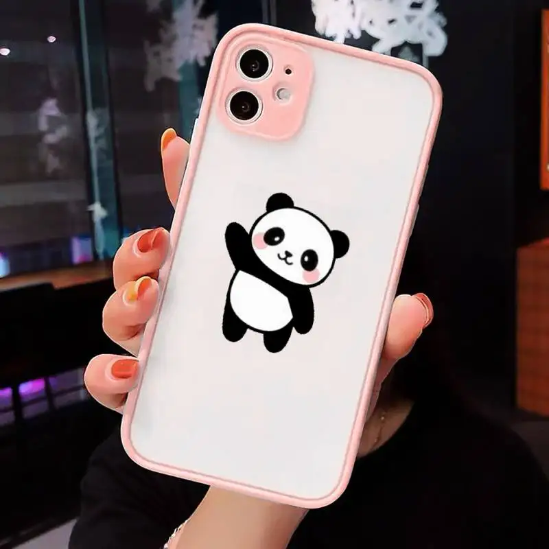 

Cute cartoon panda animal Phone Cases Matte Transparent for iPhone 7 8 11 12 s mini pro X XS XR MAX Plus cover funda shell