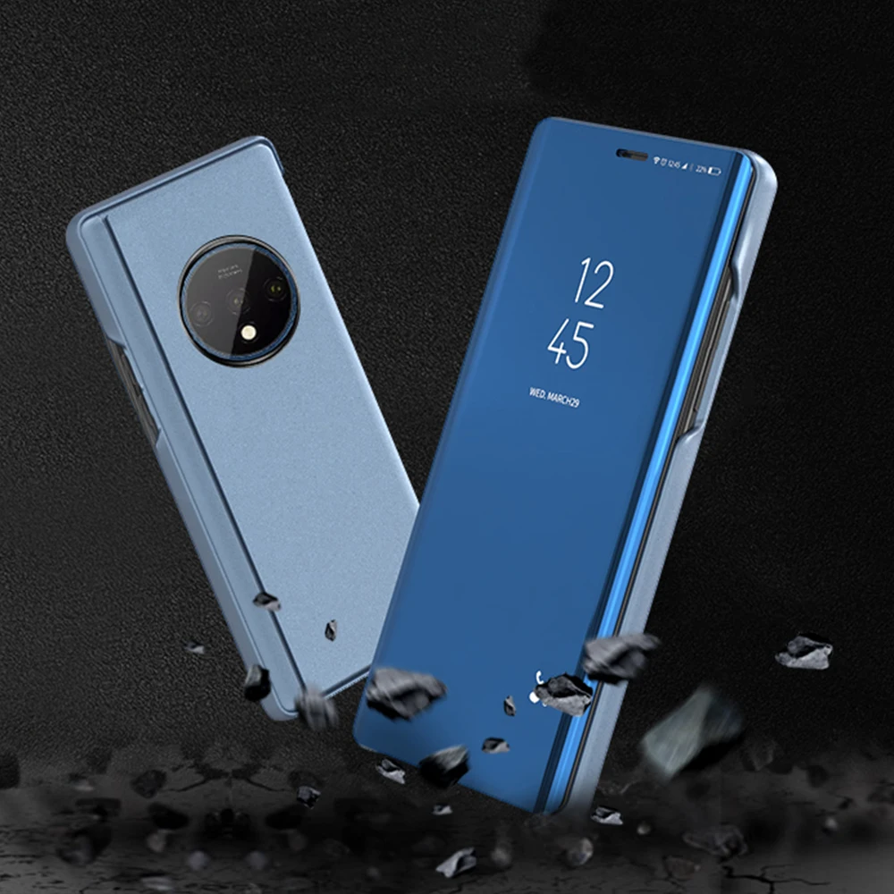 Чехол для Oneplus 7 T, чехол для Oneplus 7 Pro, зеркальный умный флип-чехол, прозрачный вид из искусственной кожи, чехол для Oneplus 7T 1+ 7T 7 Pro, чехол