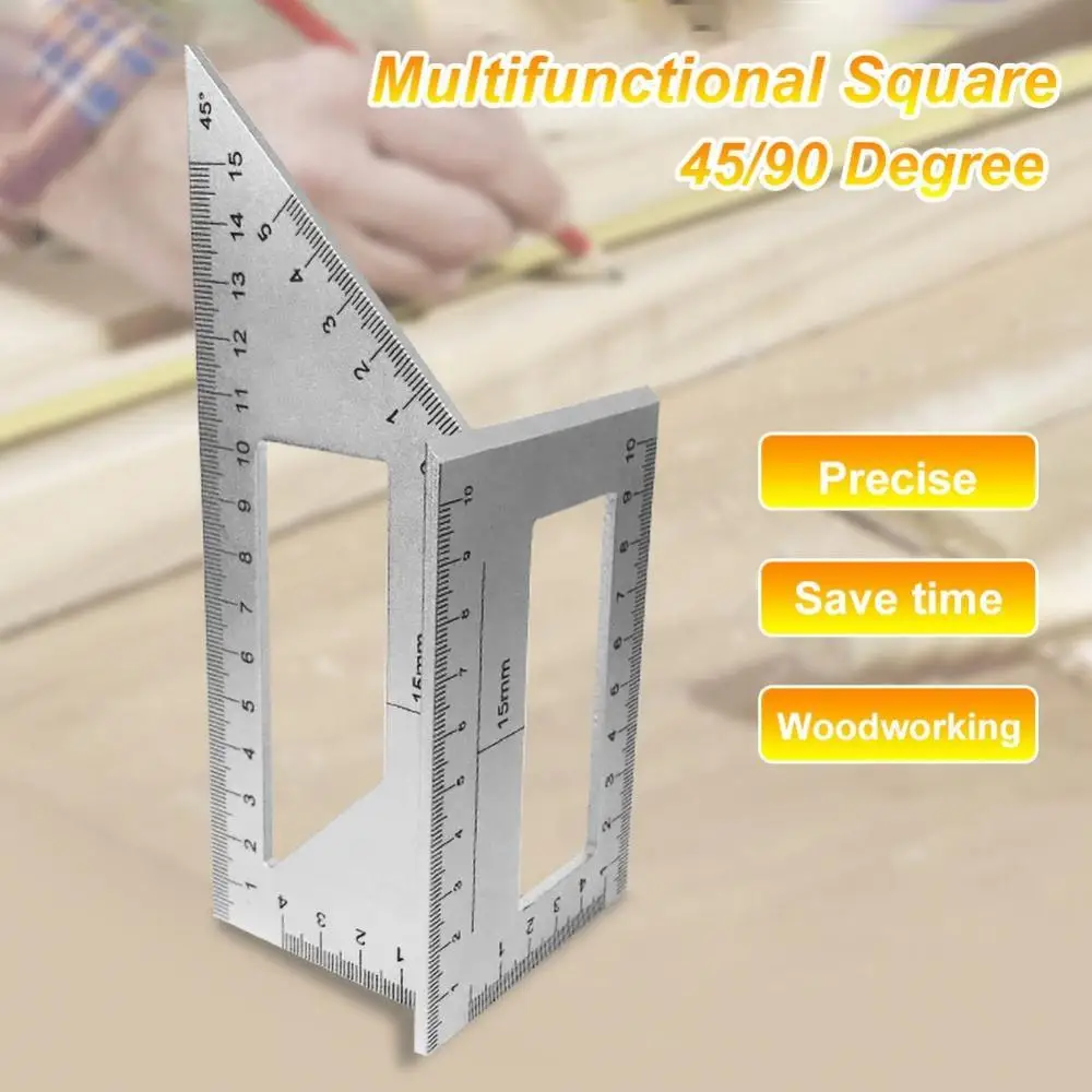 

Multifunctional Square 45/90 Degree Gauge Angle Ruler Measuring Woodworking Tool