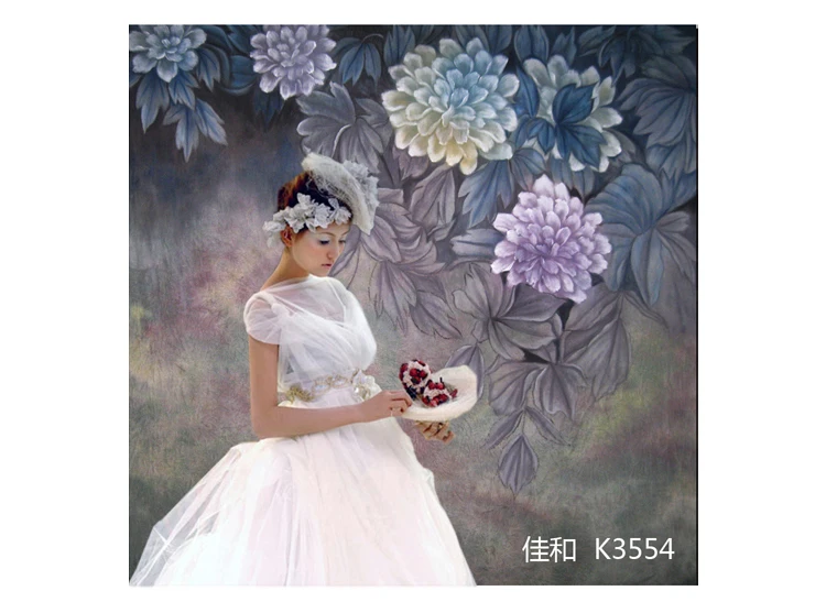 

Custom 10X20ft Hand painted scenic Muslin photo studio portrait backdrops,beautiful flower photographic background wedding K3554