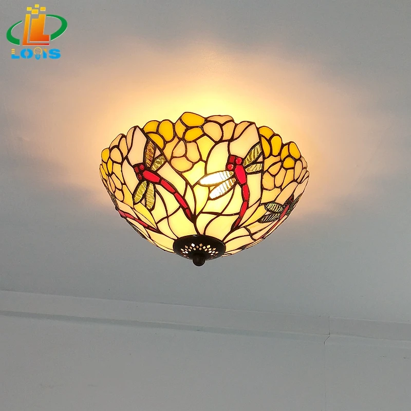 Американская потолочная лампа в виде стрекозы 10 дюймов светильник стиле тиффани