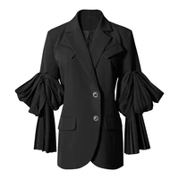 seebeautiful casual loose blazer coat notched collar pile up sleeve single breasted pockets new fashion spring 2022 women e166