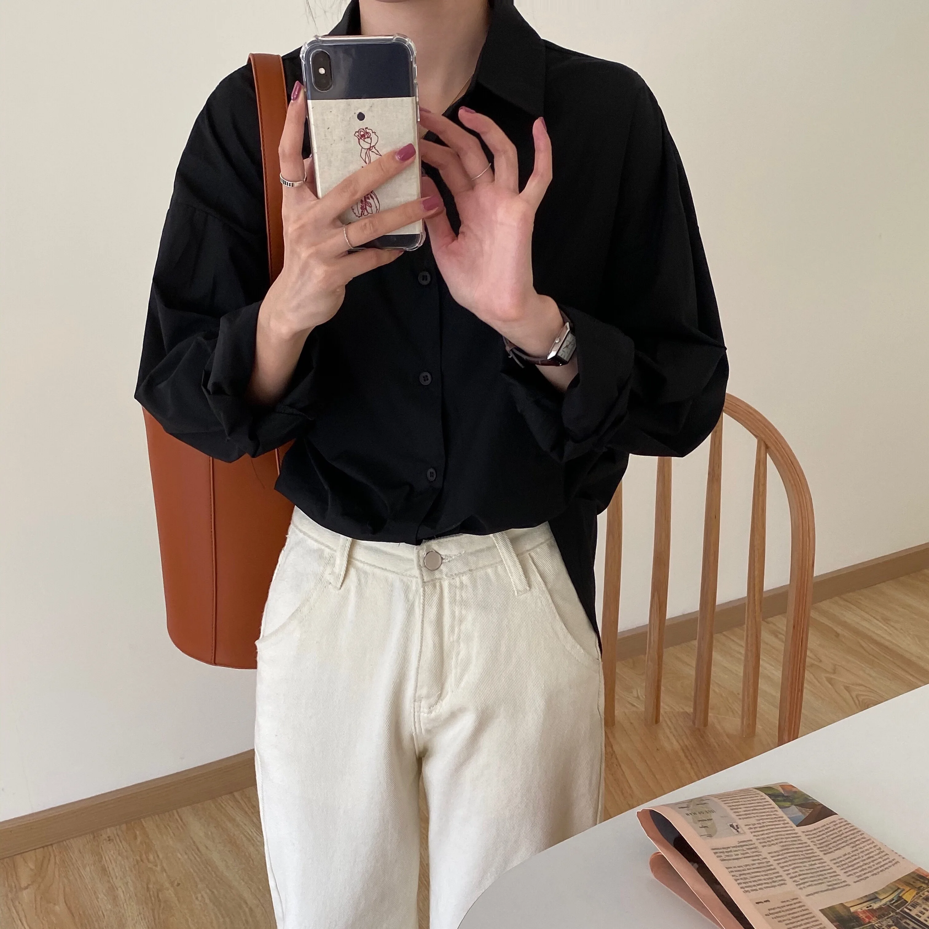 

Women Blouses 2020 New Basic Ladies Tops Office Loose Solid Long Sleeve Shirts Women Casual Blusas Camisas Mujer 4 Colors