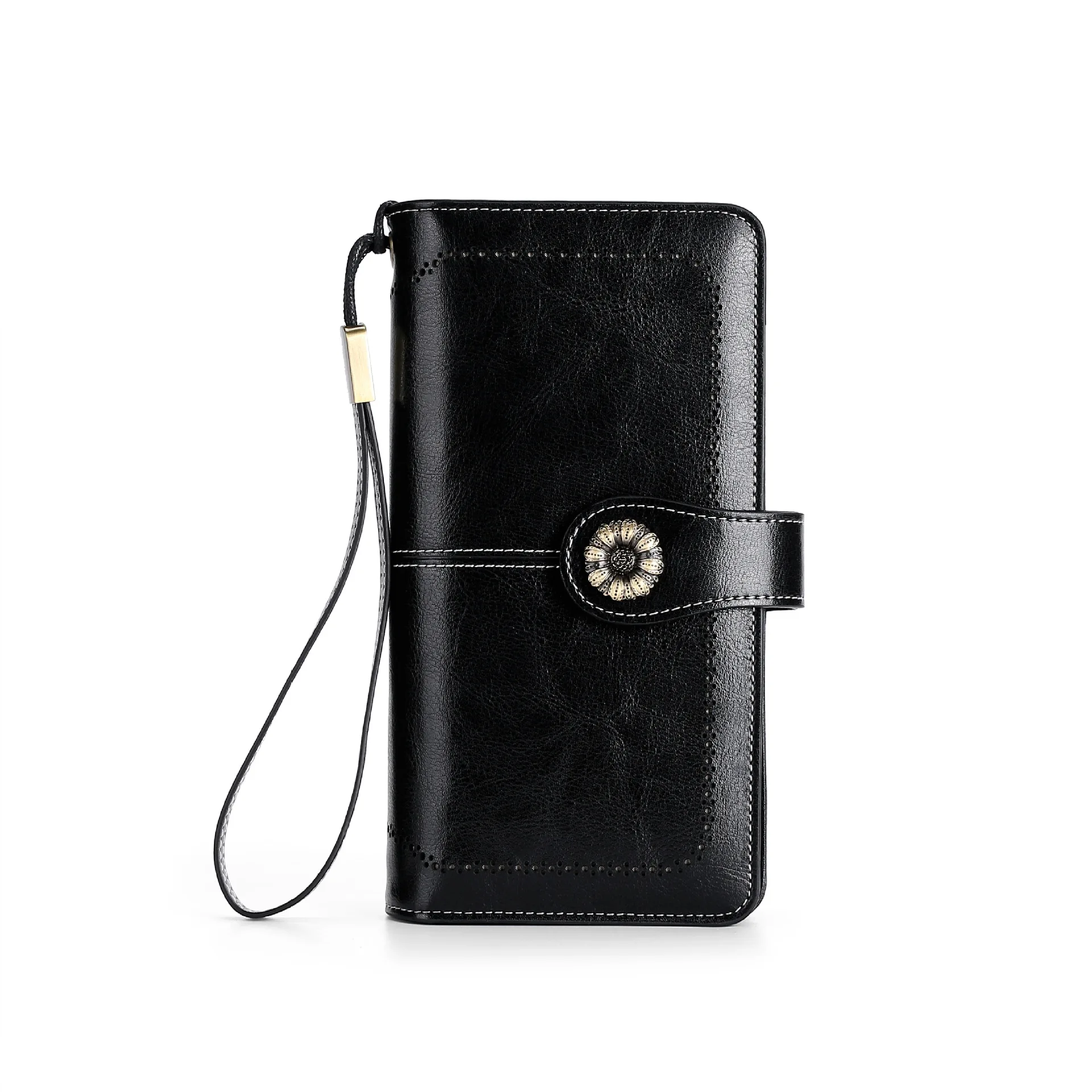 

Кошелек женский на молнии, многофункциональный дорожный бумажник из воловьей кожи с технологией RFID